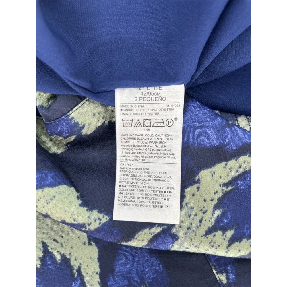 Banana Republic Fit&Flare Satin Maxi Floral Dress Blue Green Wedding Guest Sz 2P